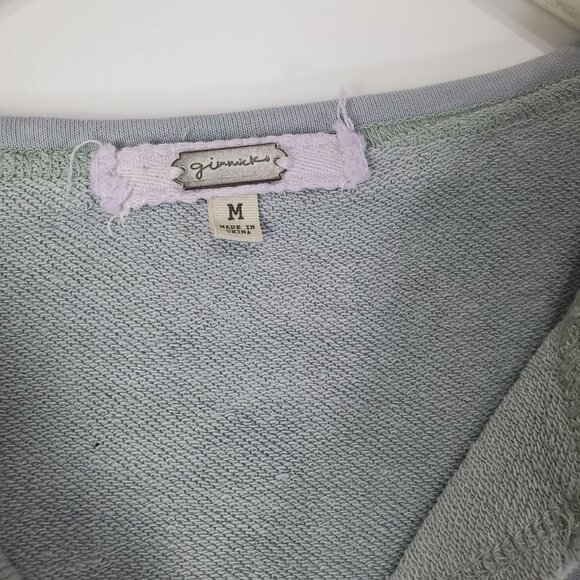 GIMMICK BKE Womens Blouse Medium Pieced Lace Pigeon Gray/Blue Green Cottage Slub - Picture 8 of 13